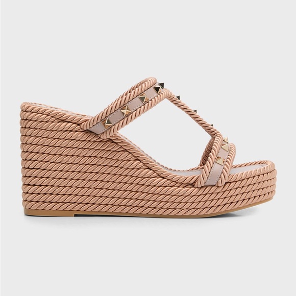 Valentino Garavani Rockstud Torchon T-Strap Espadrille Sandals - EUC - 38 - Picture 11 of 12